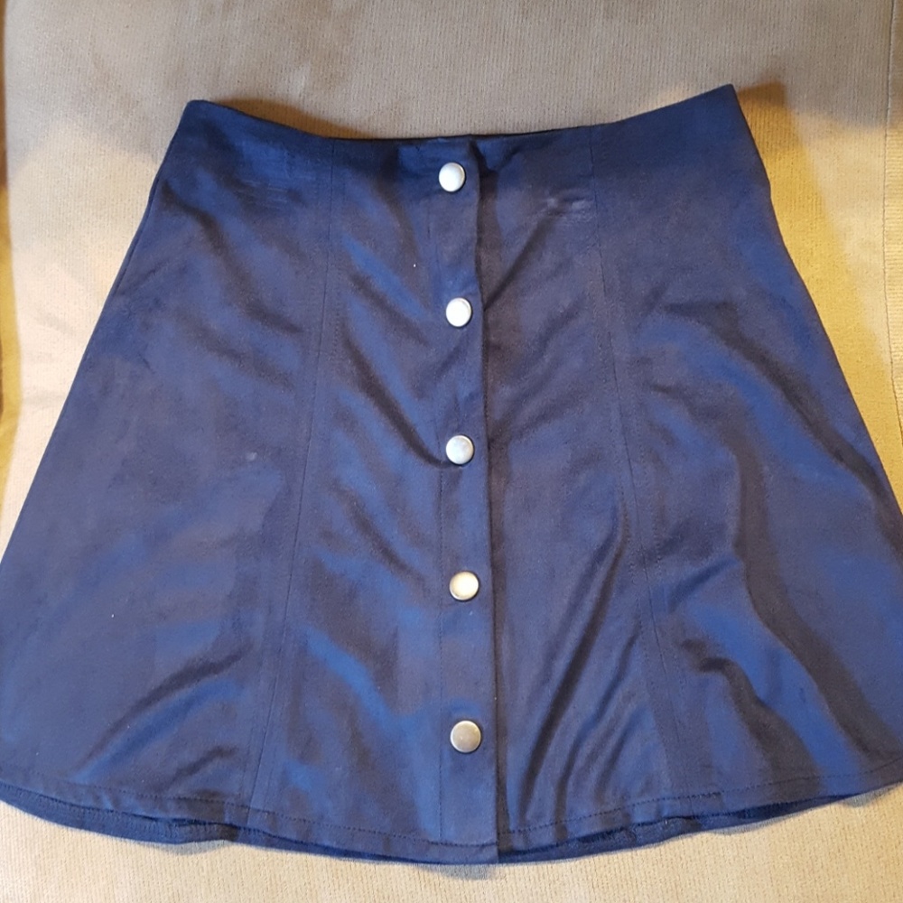 girls navy blue button down skirt